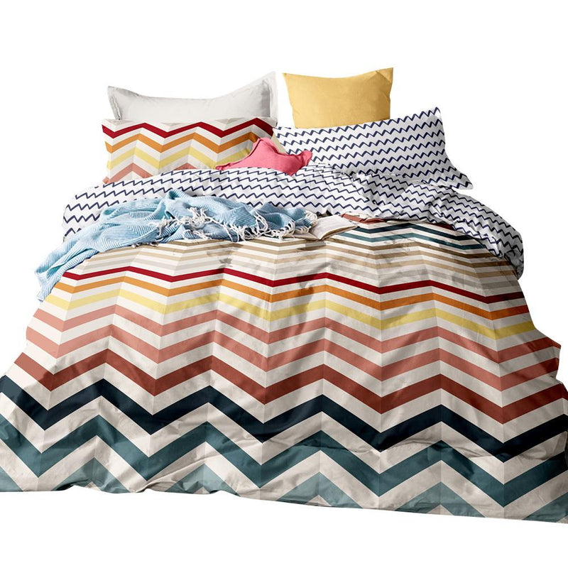 Quilt Cover Set King Bed Doona Duvet Reversible Sets Wave Pattern Colourful - Home & Garden > Bedding - Rivercity House & Home Co. (ABN 18 642 972 209) - Affordable Modern Furniture Australia
