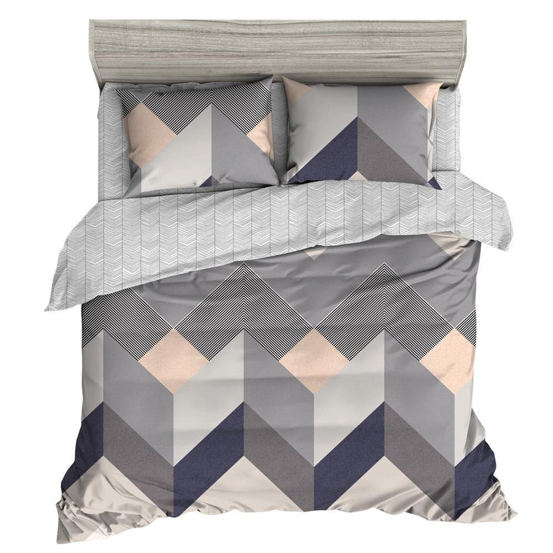 Quilt Cover Set Queen Bed Doona Duvet Sets Geometry Square Pattern - Home & Garden > Bedding - Rivercity House & Home Co. (ABN 18 642 972 209) - Affordable Modern Furniture Australia