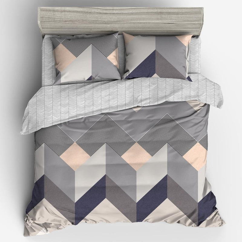 Quilt Cover Set Queen Bed Doona Duvet Sets Geometry Square Pattern - Home & Garden > Bedding - Rivercity House & Home Co. (ABN 18 642 972 209) - Affordable Modern Furniture Australia