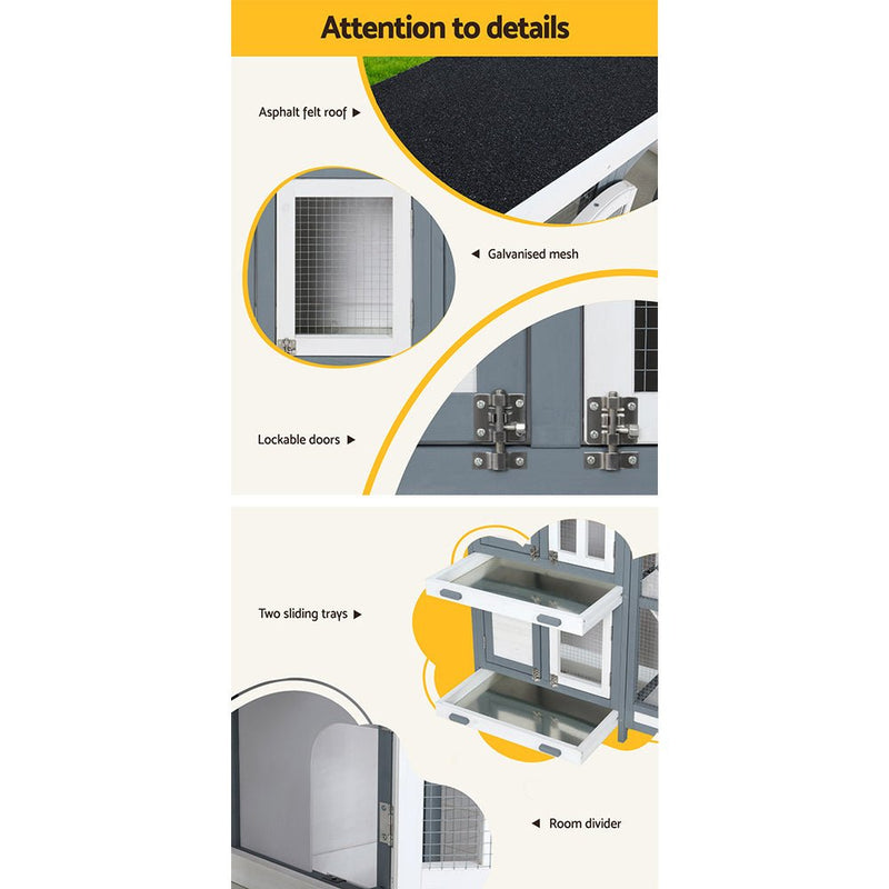 Rabbit Hutch Large Chicken Coop Wooden House Run Cage Pet Bunny Guinea Pig - Pet Care > Coops & Hutches - Rivercity House & Home Co. (ABN 18 642 972 209) - Affordable Modern Furniture Australia
