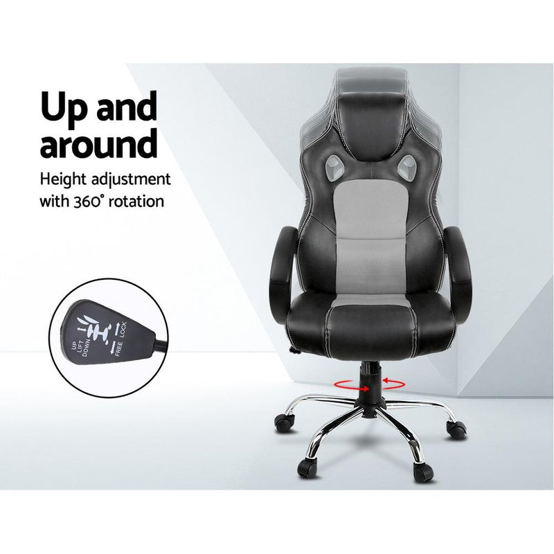 racing-style-office-desk-chair-grey-black - Furniture - Rivercity House & Home Co. (ABN 18 642 972 209) - Affordable Modern Furniture Australia