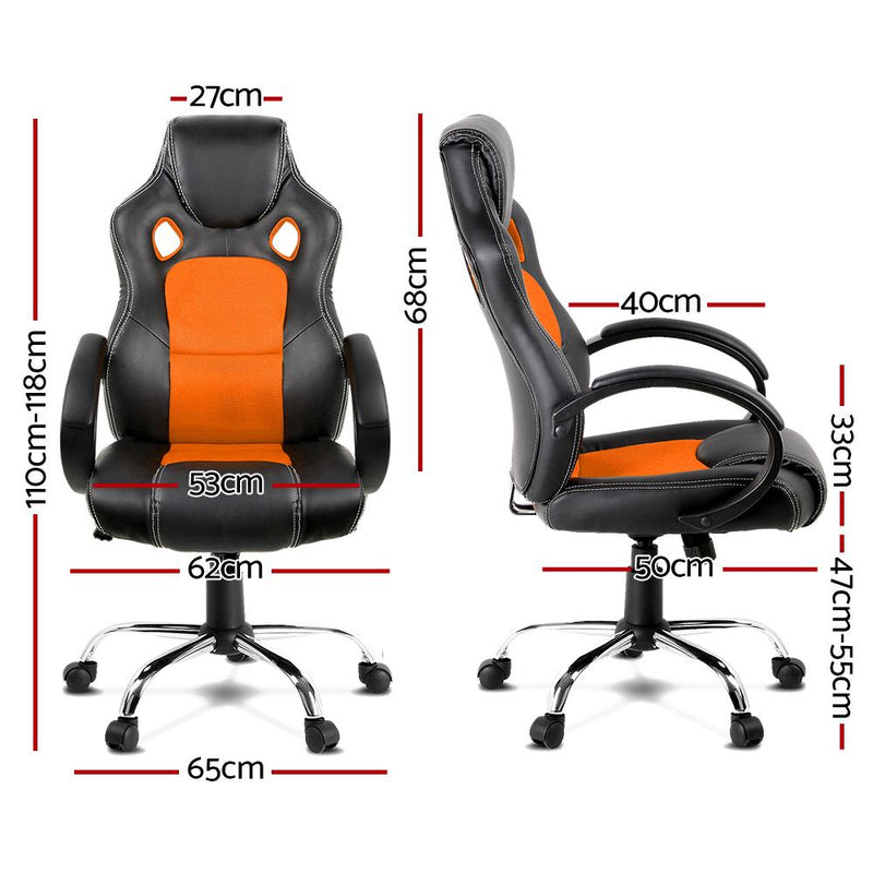 racing-style-office-desk-chair-orange-black - Furniture - Rivercity House & Home Co. (ABN 18 642 972 209) - Affordable Modern Furniture Australia