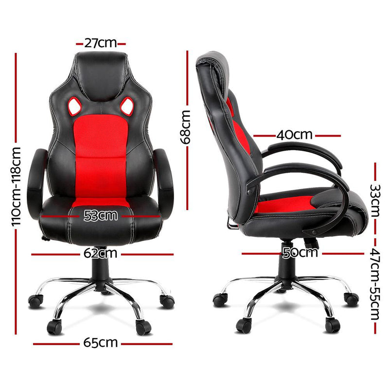 Racing Style Gaming Chair Red & Black - Rivercity House & Home Co. (ABN 18 642 972 209) - Affordable Modern Furniture Australia