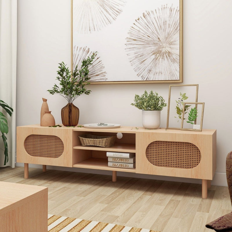Rattan 160CM TV Stand in Maple - Rivercity House & Home Co. (ABN 18 642 972 209) - Affordable Modern Furniture Australia