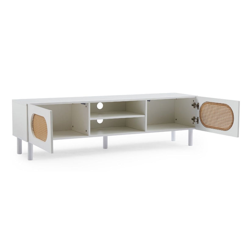 Rattan 160CM TV Stand in White - Rivercity House & Home Co. (ABN 18 642 972 209) - Affordable Modern Furniture Australia