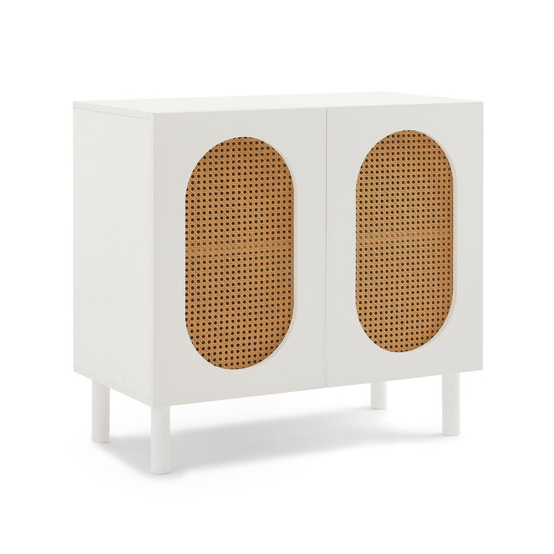 Rattan 2-Door Accent Cabinet in White - Rivercity House & Home Co. (ABN 18 642 972 209) - Affordable Modern Furniture Australia