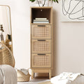 Rattan 3 Chest of Drawers Furniture Cabinet With Top Shelf