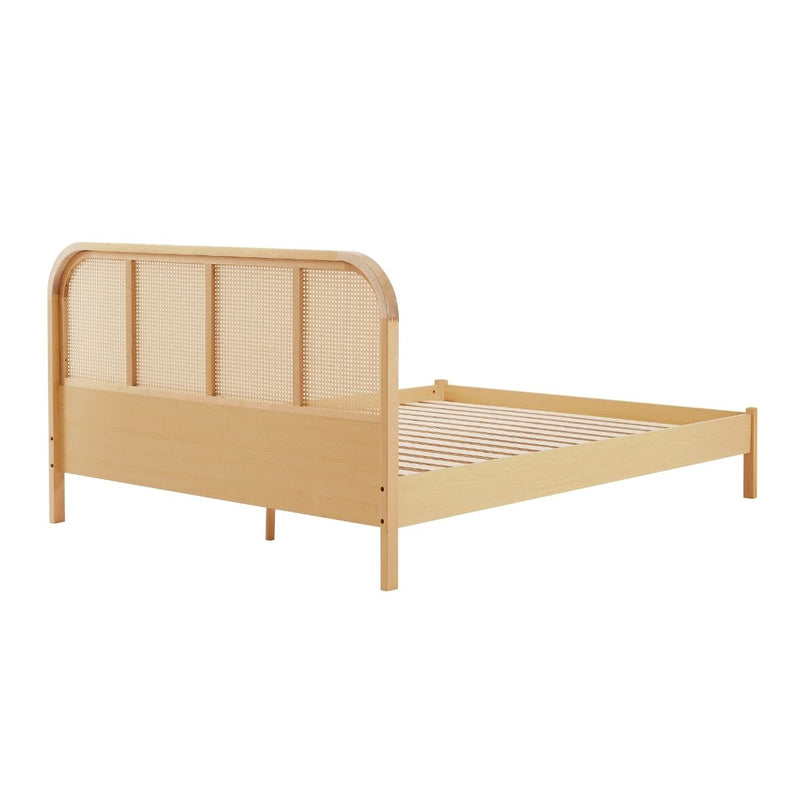 Rattan Bed Frame with Curved Bedhead - Double - Furniture > Bedroom - Rivercity House & Home Co. (ABN 18 642 972 209)