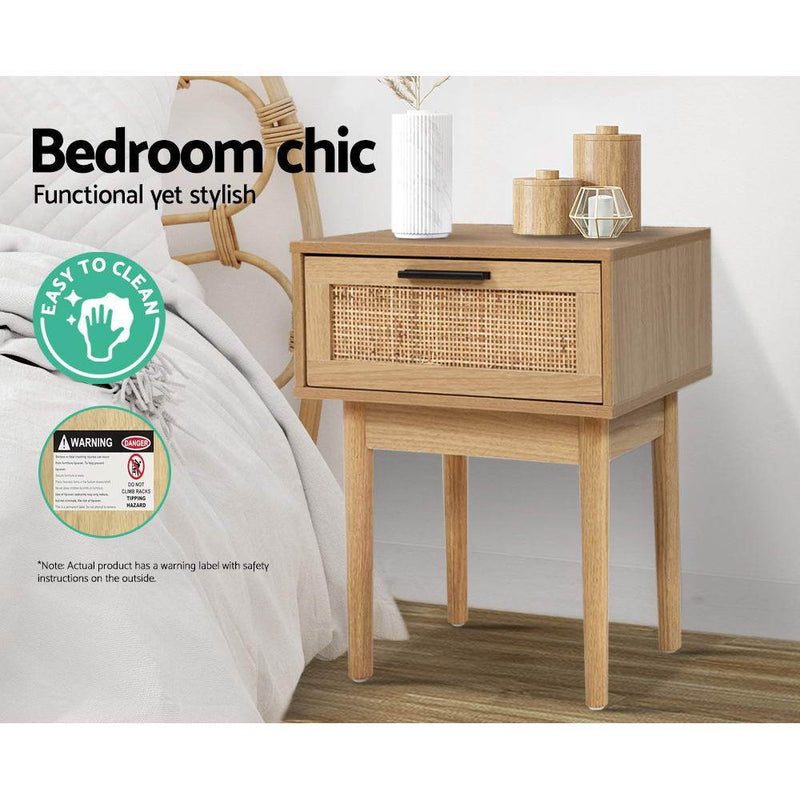 Rattan Bedroom Package | 2 x Bedside Tables with Drawer & Tallboy With 4 Drawers - Furniture > Bedroom - Rivercity House & Home Co. (ABN 18 642 972 209) - Affordable Modern Furniture Australia