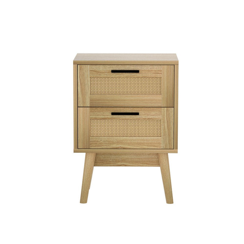 Rattan Bedside Table with 2 Drawers - Furniture > Bedroom - Rivercity House & Home Co. (ABN 18 642 972 209) - Affordable Modern Furniture Australia