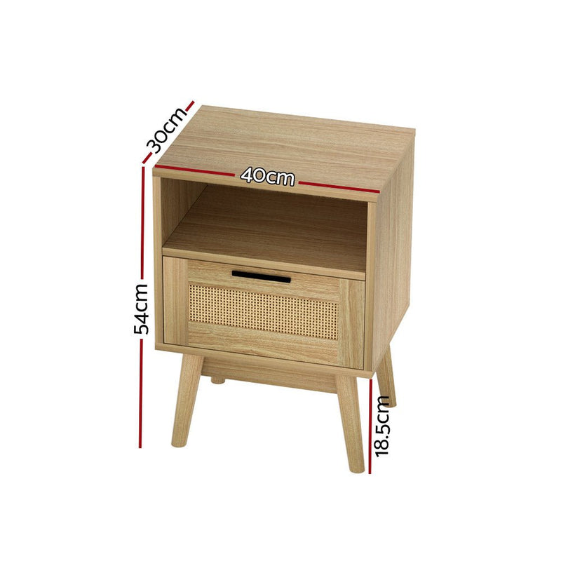 Rattan Bedside Table with Drawer and Storage - Furniture > Bedroom - Rivercity House & Home Co. (ABN 18 642 972 209) - Affordable Modern Furniture Australia