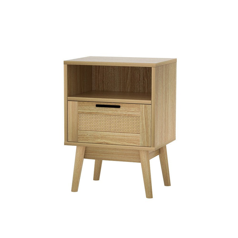 Rattan Bedside Table with Drawer and Storage - Furniture > Bedroom - Rivercity House & Home Co. (ABN 18 642 972 209) - Affordable Modern Furniture Australia