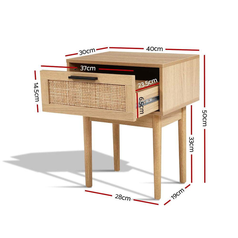 Rattan Bedside Table with Drawer - Rivercity House & Home Co. (ABN 18 642 972 209) - Affordable Modern Furniture Australia