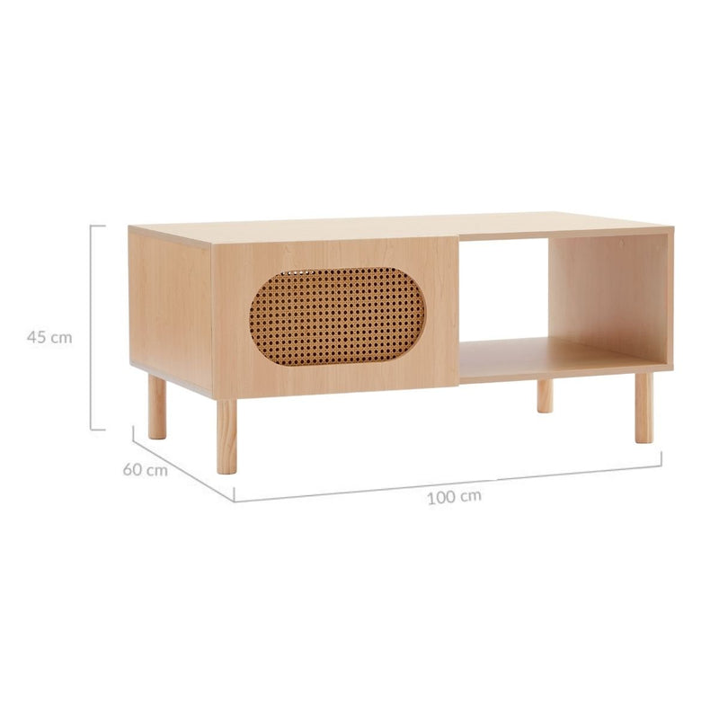 Rattan Coffee Table with Storage in Maple - Furniture > Living Room - Rivercity House & Home Co. (ABN 18 642 972 209)