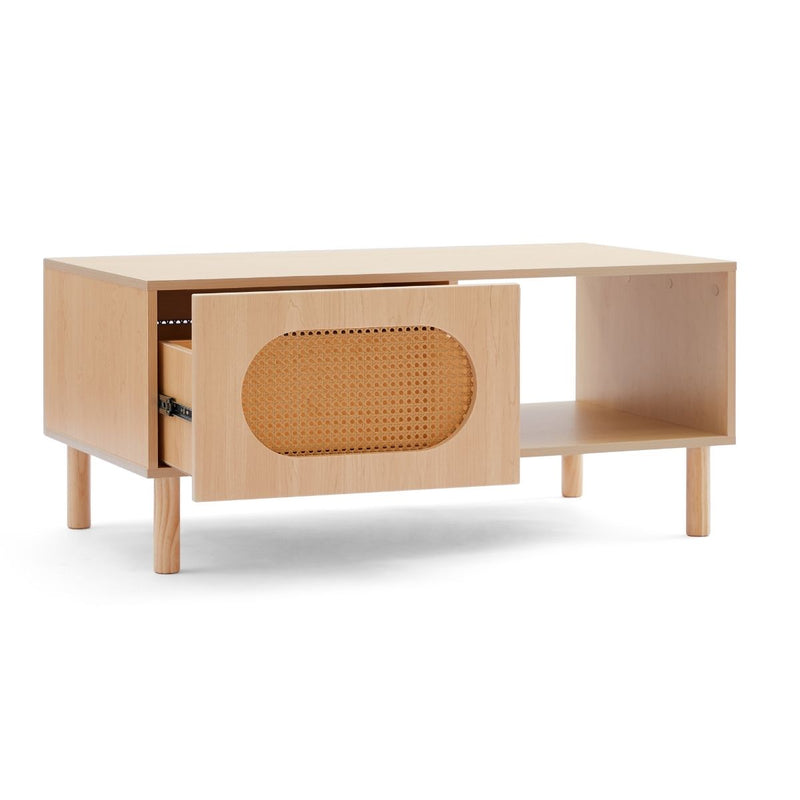 Rattan Coffee Table with Storage in Maple - Rivercity House & Home Co. (ABN 18 642 972 209) - Affordable Modern Furniture Australia