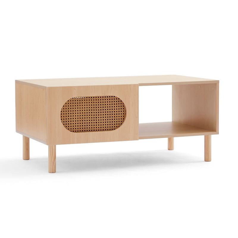 Rattan Coffee Table with Storage in Maple - Rivercity House & Home Co. (ABN 18 642 972 209) - Affordable Modern Furniture Australia