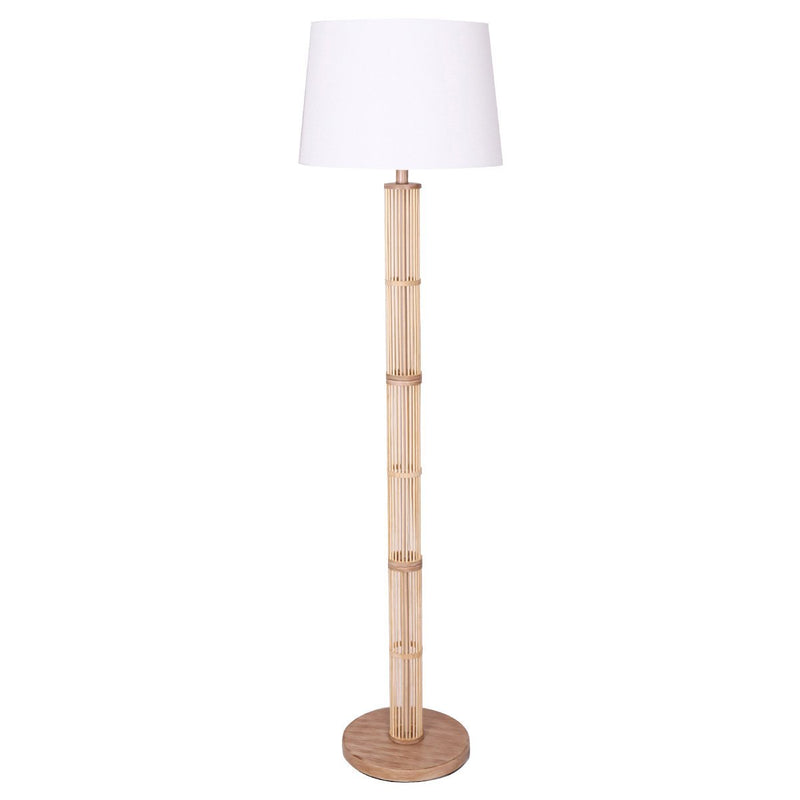 Rattan Floor Lamp With Off-White Linen Shade - Home & Garden > Lighting - Rivercity House & Home Co. (ABN 18 642 972 209) - Affordable Modern Furniture Australia