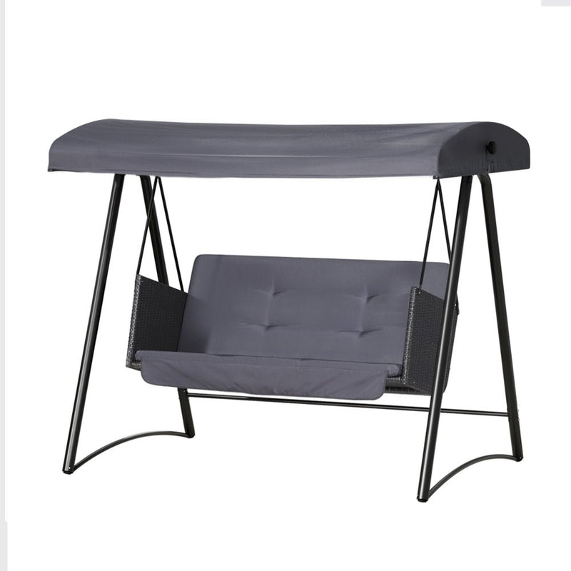 3 Seater Outdoor Rattan Swing Chair with Canopy Grey - Furniture > Outdoor - Rivercity House & Home Co. (ABN 18 642 972 209) - Affordable Modern Furniture Australia