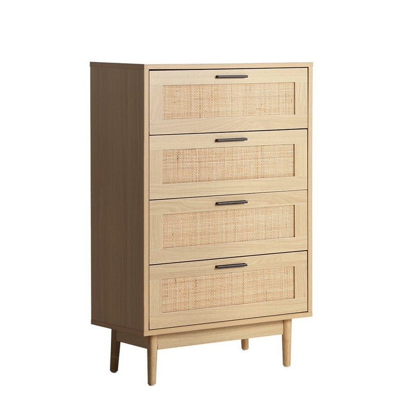 Rattan Tallboy Cabinet With 4 Drawers - Rivercity House & Home Co. (ABN 18 642 972 209) - Affordable Modern Furniture Australia