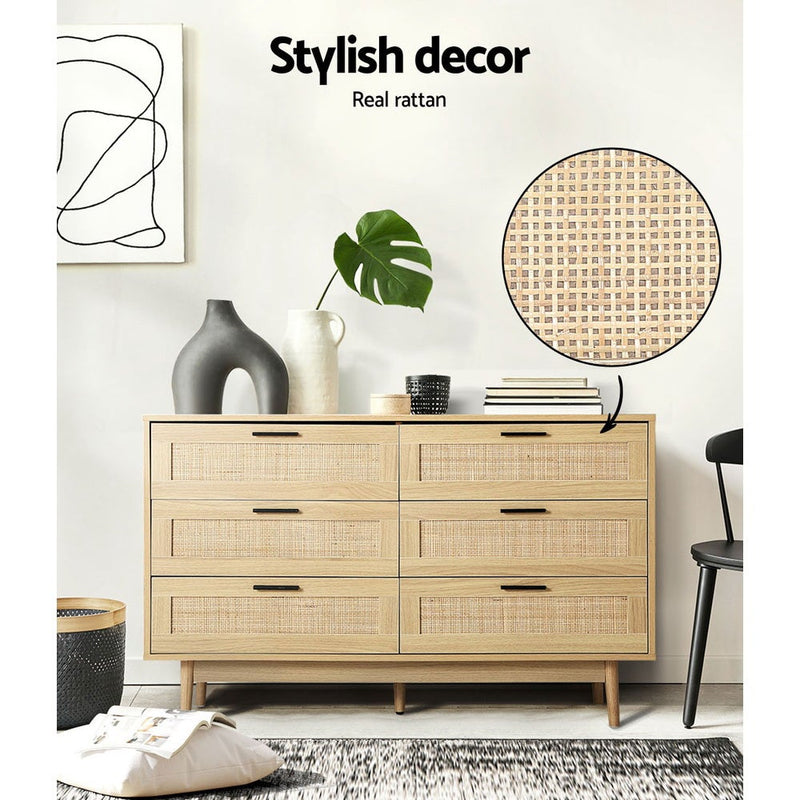 Rattan Tallboy With 6 Drawers - Furniture > Living Room - Rivercity House & Home Co. (ABN 18 642 972 209)
