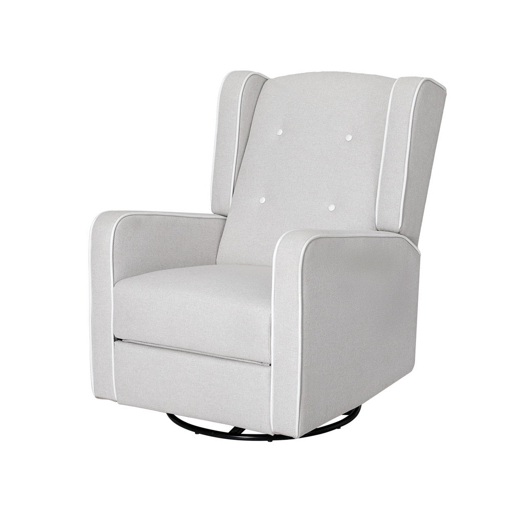 Recliner Armchair 360° Swivel Grey Fabric - Furniture > Bar Stools & Chairs - Rivercity House & Home Co. (ABN 18 642 972 209) - Affordable Modern Furniture Australia