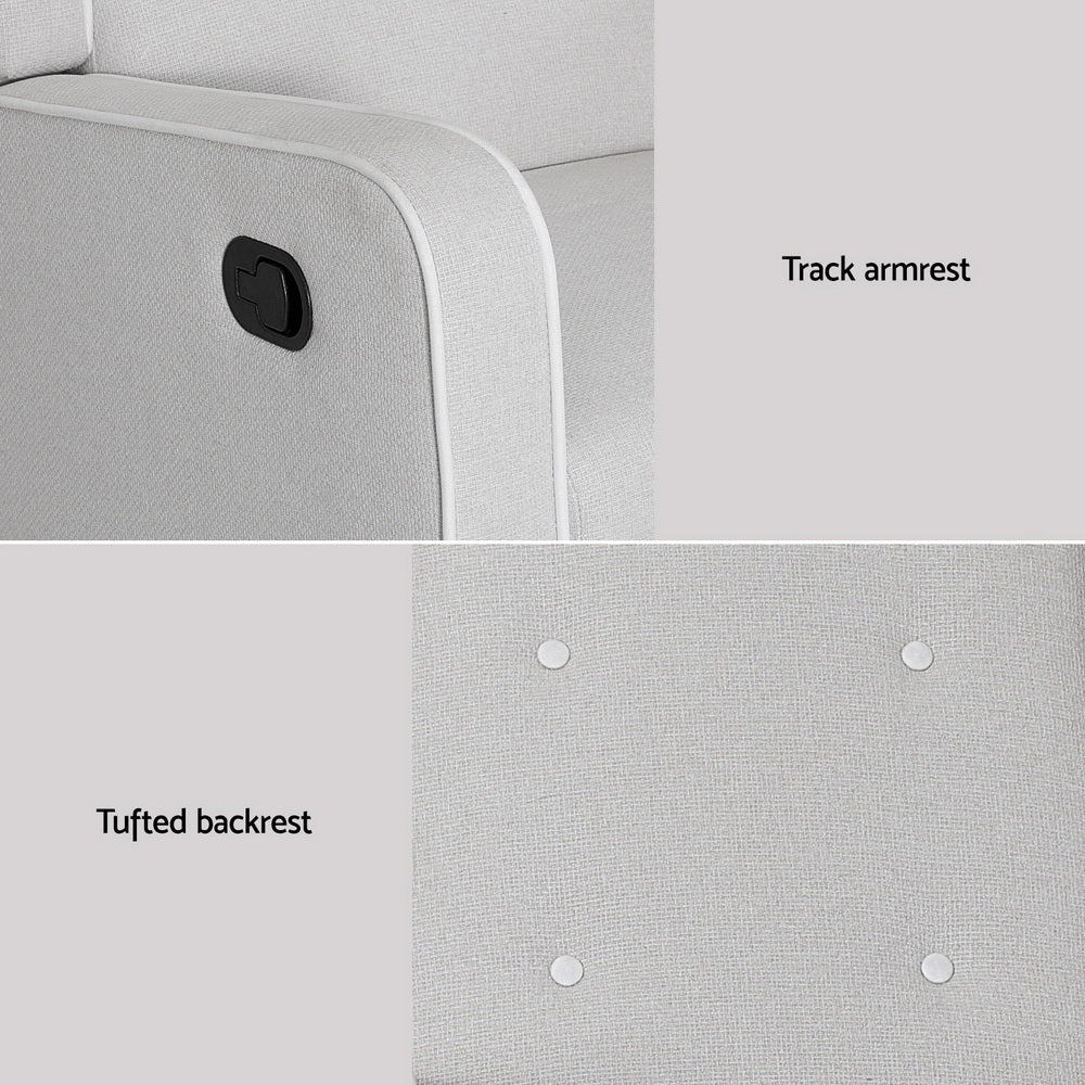 Recliner Armchair 360° Swivel Grey Fabric - Furniture > Bar Stools & Chairs - Rivercity House & Home Co. (ABN 18 642 972 209) - Affordable Modern Furniture Australia