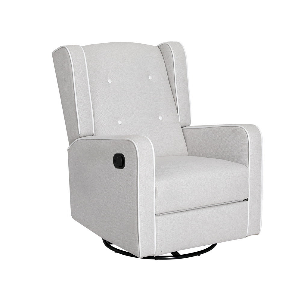 Recliner Armchair 360° Swivel Grey Fabric - Furniture > Bar Stools & Chairs - Rivercity House & Home Co. (ABN 18 642 972 209) - Affordable Modern Furniture Australia