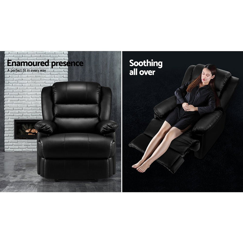 Luxury Recliner Armchair Black - Furniture > Living Room - Rivercity House & Home Co. (ABN 18 642 972 209) - Affordable Modern Furniture Australia
