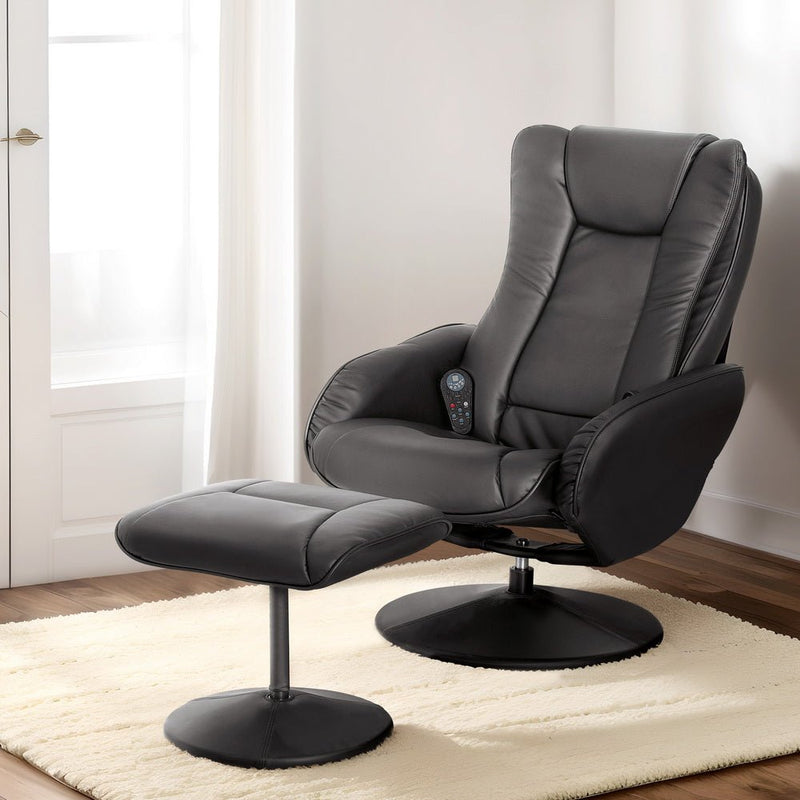 Recliner Chair Electric Heated Massage Chairs Faux Leather Cobble - Furniture > Bar Stools & Chairs - Rivercity House & Home Co. (ABN 18 642 972 209) - Affordable Modern Furniture Australia