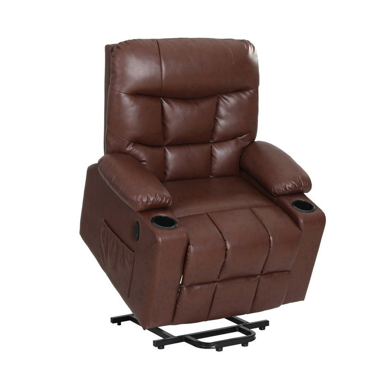 Recliner Chair Lift Assist Heated Massage Chair Leather Claude - Furniture > Bar Stools & Chairs - Rivercity House & Home Co. (ABN 18 642 972 209) - Affordable Modern Furniture Australia