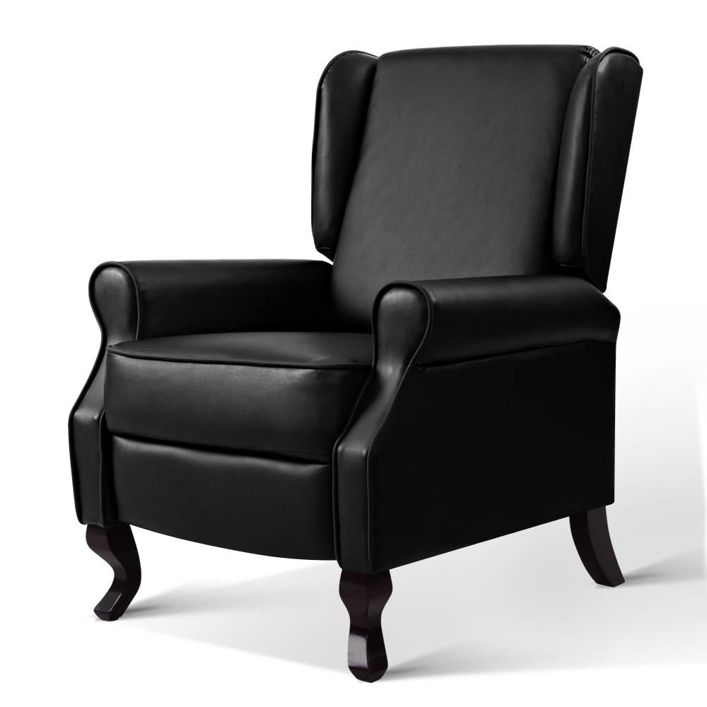 Recliner Chair Sofa Armchair Lounge Black Leather - Furniture > Living Room - Rivercity House & Home Co. (ABN 18 642 972 209) - Affordable Modern Furniture Australia