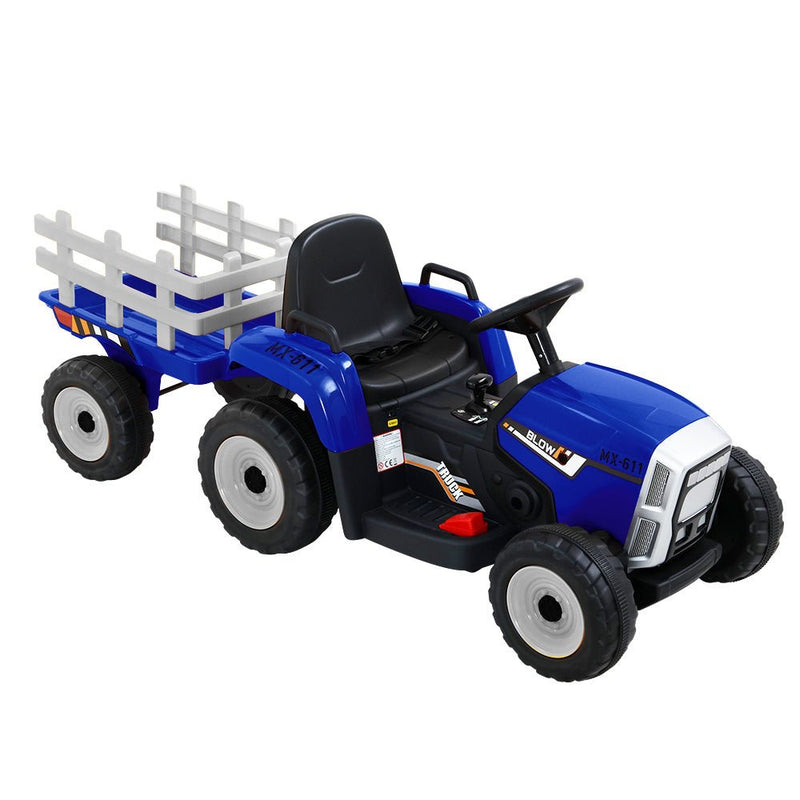 Ride On Car Tractor Trailer Toy Kids Electric Cars 12V Battery Blue - Baby & Kids > Ride on Cars, Go-karts & Bikes - Rivercity House & Home Co. (ABN 18 642 972 209) - Affordable Modern Furniture Australia
