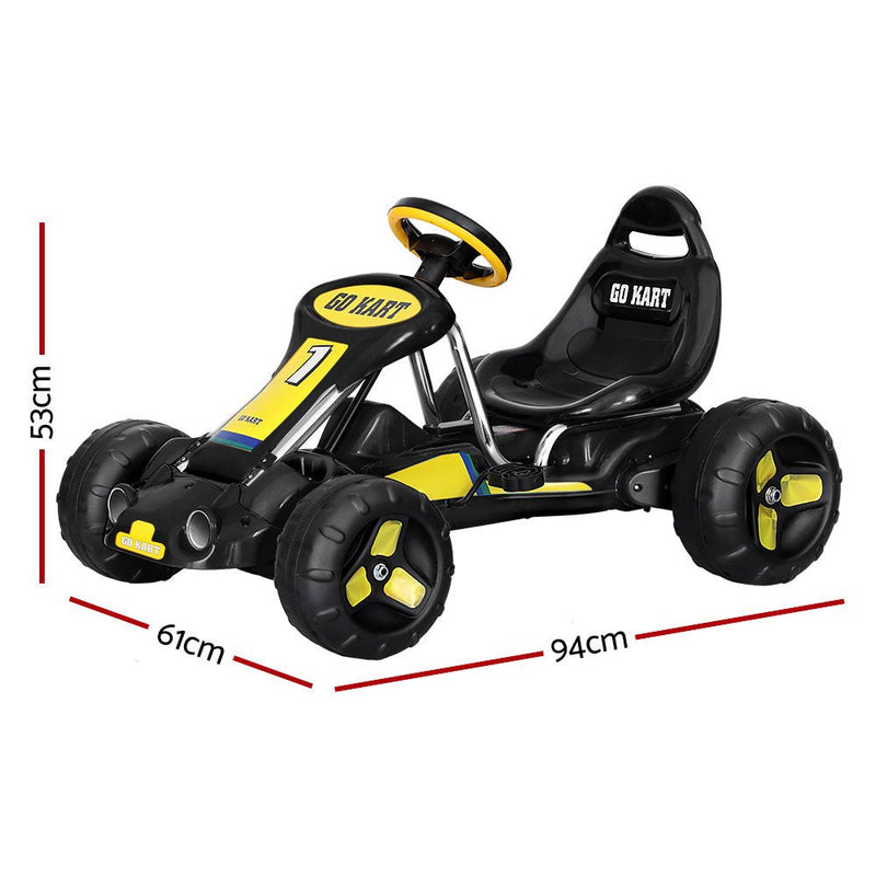 Rigo Kids Pedal Go Kart Ride On Toys Racing Car Plastic Tyre Black - Baby & Kids > Ride on Cars, Go-karts & Bikes - Rivercity House & Home Co. (ABN 18 642 972 209)