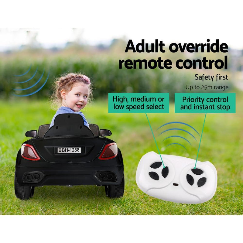 Kids Ride On Car Electric Toys 12V Battery Remote Control Black MP3 LED - Rivercity House & Home Co. (ABN 18 642 972 209) - Affordable Modern Furniture Australia