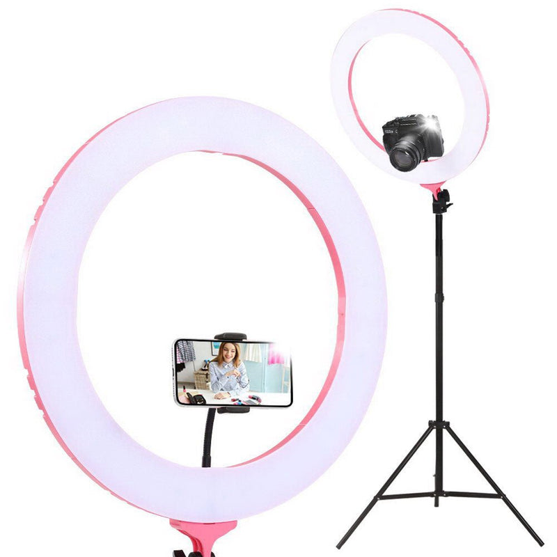 Ring Light 19" LED 5800LM Dimmable Diva With Stand Make Up Studio Video Pink - Audio & Video > Photography - Rivercity House & Home Co. (ABN 18 642 972 209) - Affordable Modern Furniture Australia