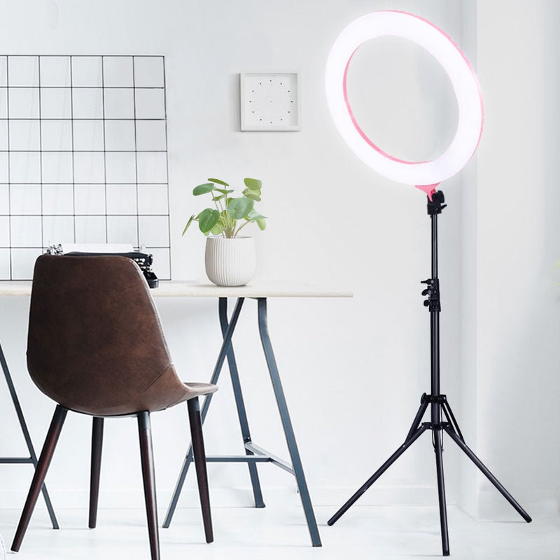 Ring Light 19" LED 5800LM Dimmable Diva With Stand Make Up Studio Video Pink - Audio & Video > Photography - Rivercity House & Home Co. (ABN 18 642 972 209)