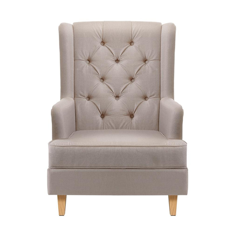Rocking Armchair Feedining Chair Fabric Armchairs Lounge Recliner Beige - Furniture > Living Room - Rivercity House And Home Co.