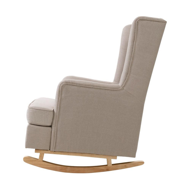 Rocking Armchair Feedining Chair Fabric Armchairs Lounge Recliner Beige - Furniture > Living Room - Rivercity House And Home Co.