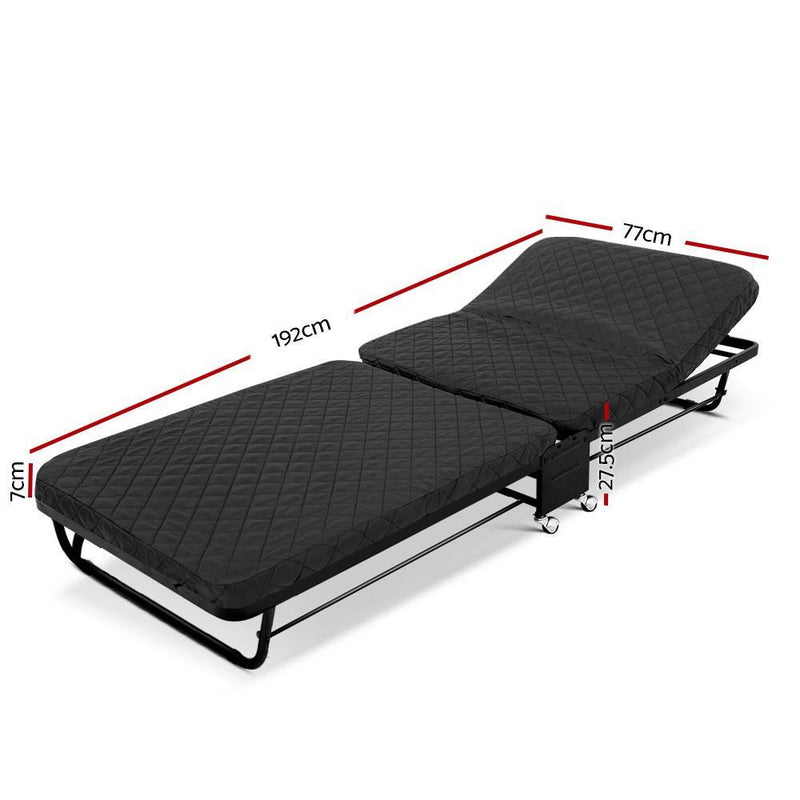Rollaway Foldable Single Bed Black - Furniture > Outdoor - Rivercity House & Home Co. (ABN 18 642 972 209) - Affordable Modern Furniture Australia