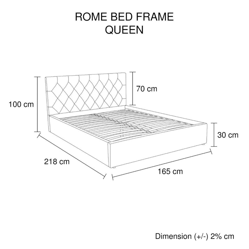 Rome Gas Lift Queen Bed Frame - Rivercity House & Home Co. (ABN 18 642 972 209) - Affordable Modern Furniture Australia