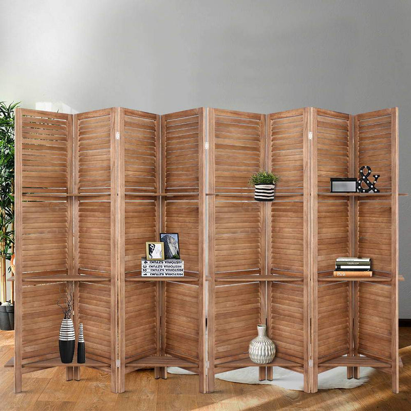 Room Divider Screen 8 Panel Privacy Dividers Shelf Wooden Timber Stand - Furniture > Living Room - Rivercity House And Home Co.
