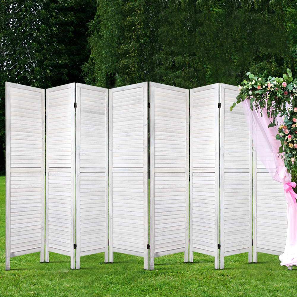 Room Divider Screen 8 Panel Privacy Wood Dividers Stand Bed Timber White - Rivercity House & Home Co. (ABN 18 642 972 209) - Affordable Modern Furniture Australia