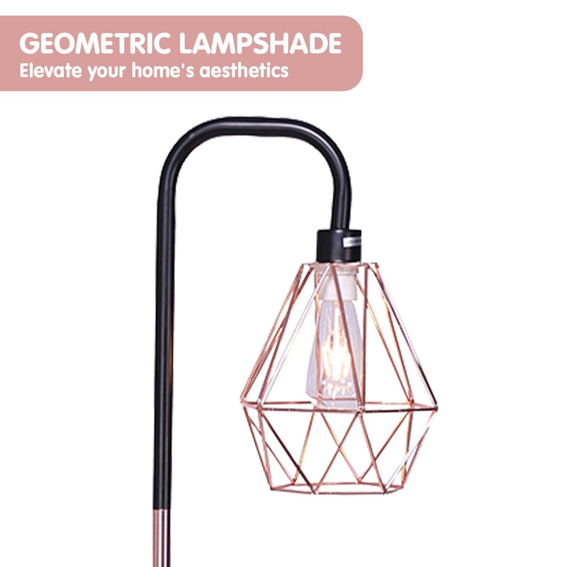 Rose Gold Floor Lamp with Geometric Shade - Home & Garden > Lighting - Rivercity House & Home Co. (ABN 18 642 972 209) - Affordable Modern Furniture Australia