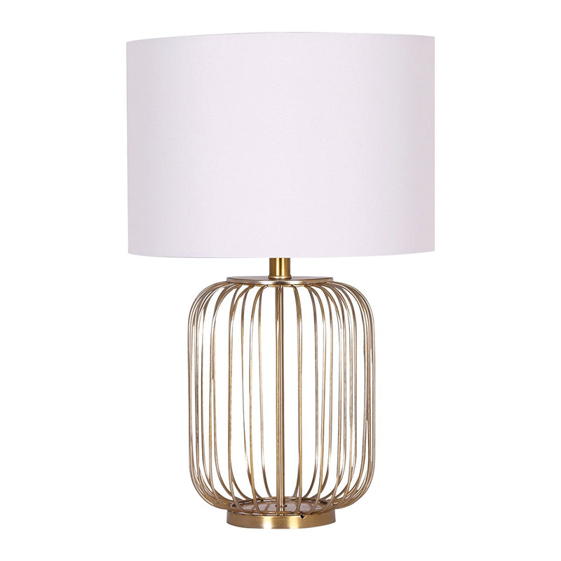 Rose Gold Table Lamp with Linen Drum Shade - Home & Garden > Lighting - Rivercity House & Home Co. (ABN 18 642 972 209) - Affordable Modern Furniture Australia