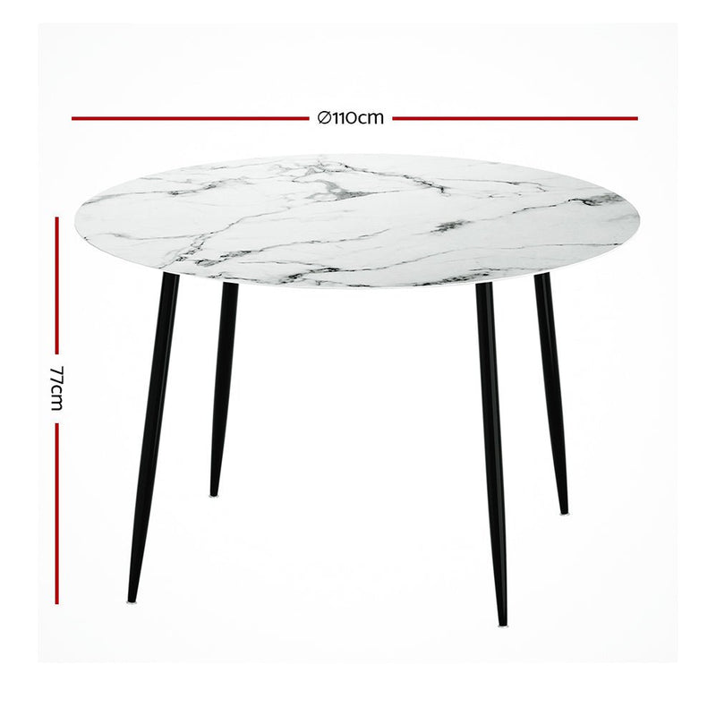 Round Dining Table With White Marble Effect - Furniture > Dining - Rivercity House & Home Co. (ABN 18 642 972 209) - Affordable Modern Furniture Australia