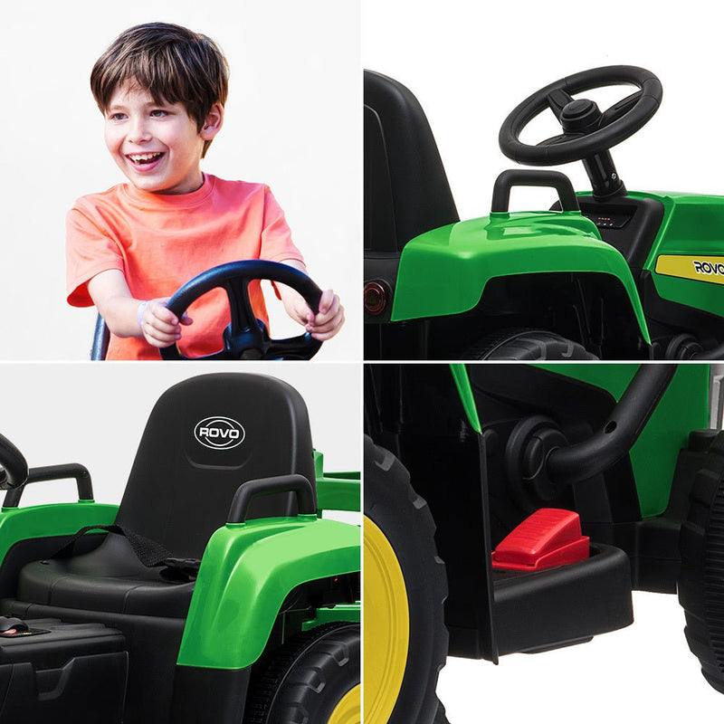 ROVO KIDS Electric Battery Operated Ride On Tractor Toy, Remote Control, Green and Yellow - Baby & Kids > Ride on Cars, Go-karts & Bikes - Rivercity House & Home Co. (ABN 18 642 972 209) - Affordable Modern Furniture Australia