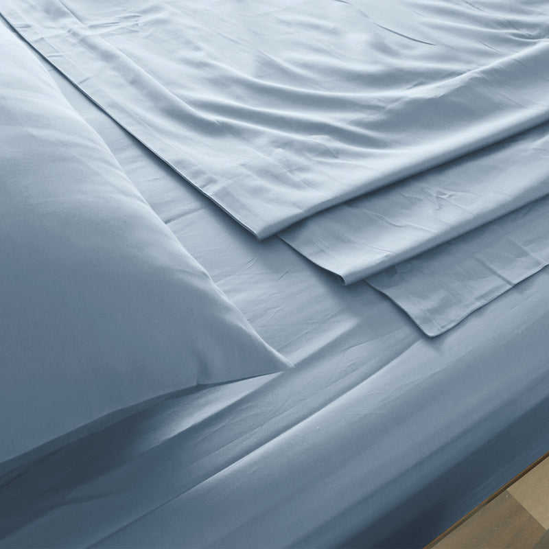 Royal Comfort 1000 Thread Count Bamboo Cotton Sheet and Quilt Cover Complete Set King Blue Fog - Home & Garden > Bedding - Rivercity House And Home Co.