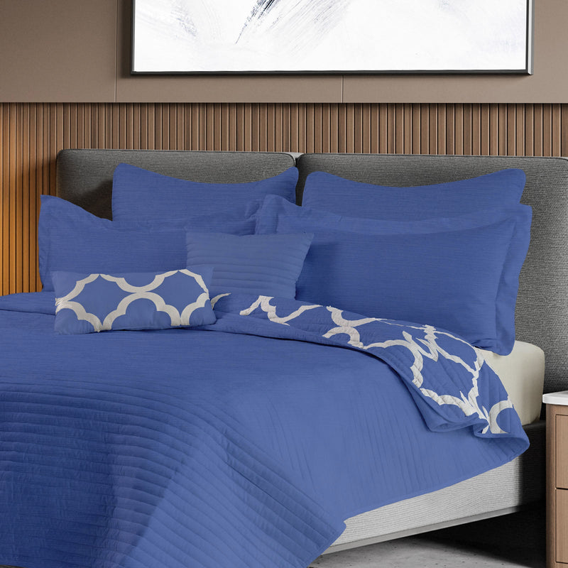 Royal Comfort Bamboo Cooling Reversible 7 Piece Comforter Set Bedspread - Queen - Royal Blue - Home & Garden > Bedding - Rivercity House & Home Co. (ABN 18 642 972 209) - Affordable Modern Furniture Australia