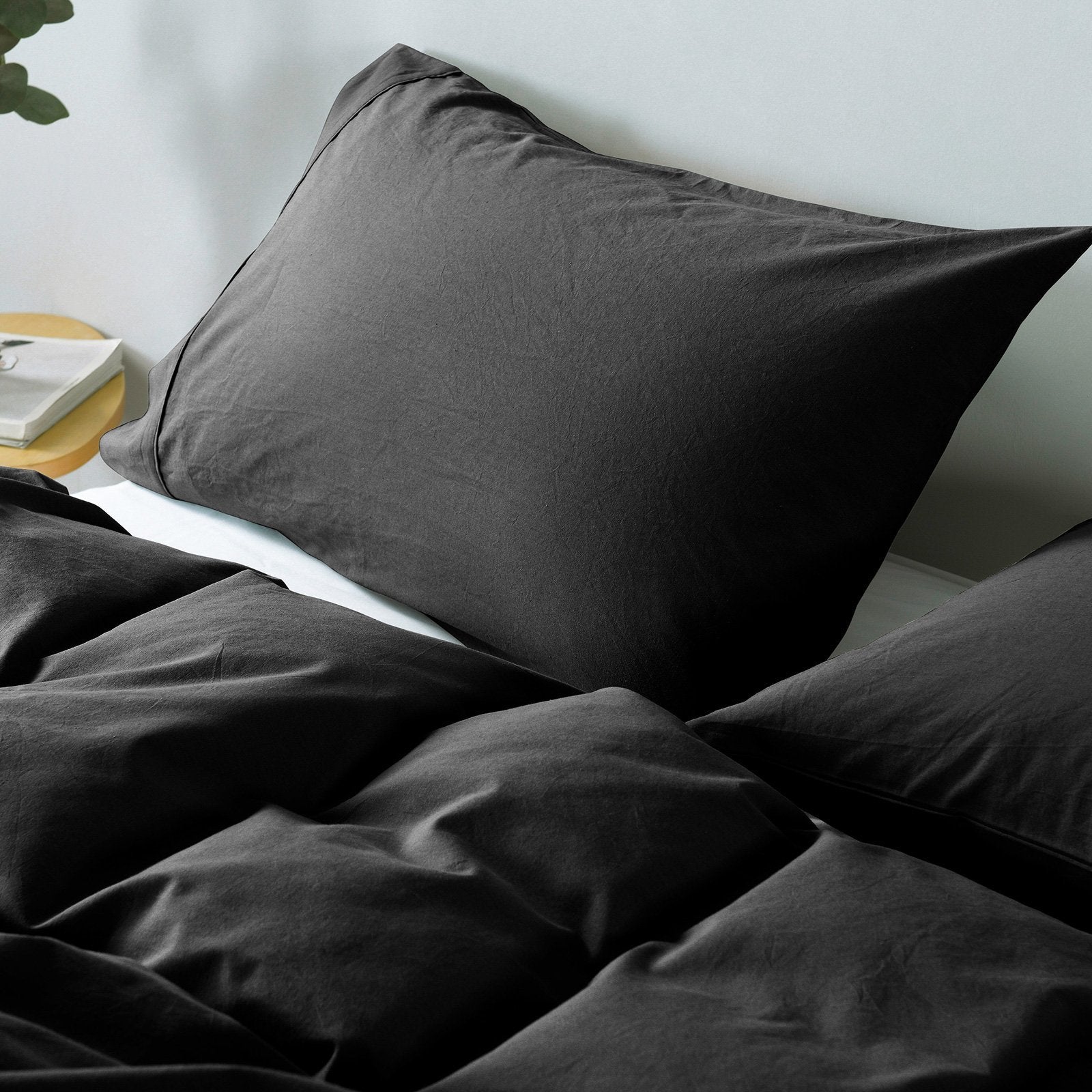 Royal Comfort Vintage Washed 100% Cotton Quilt Cover Set Bedding Ultra Soft Queen Charcoal - Rivercity House & Home Co. (ABN 18 642 972 209) - Affordable Modern Furniture Australia
