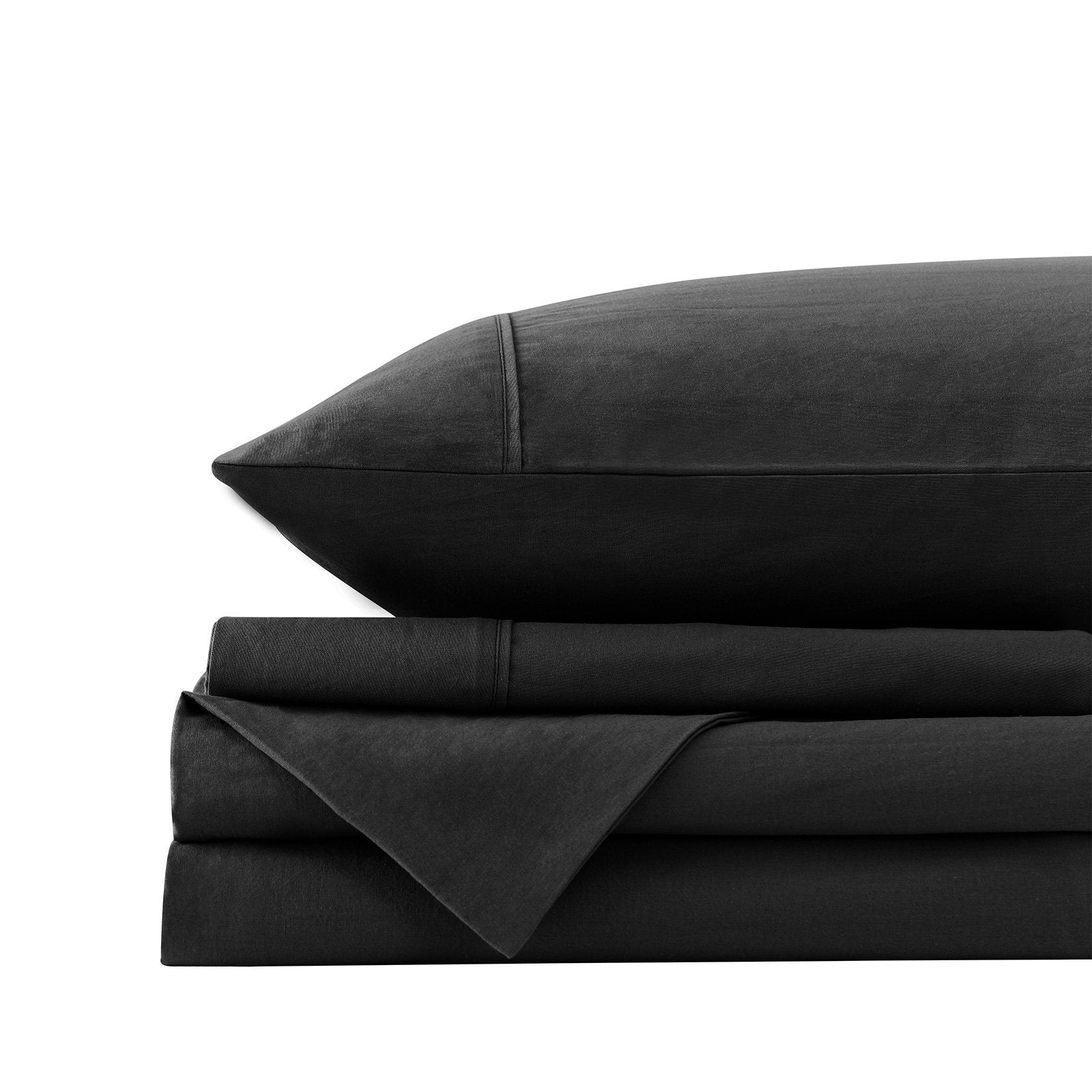 Royal Comfort Vintage Washed 100% Cotton Sheet Set Fitted Flat Sheet Pillowcases Double Charcoal - Rivercity House & Home Co. (ABN 18 642 972 209) - Affordable Modern Furniture Australia
